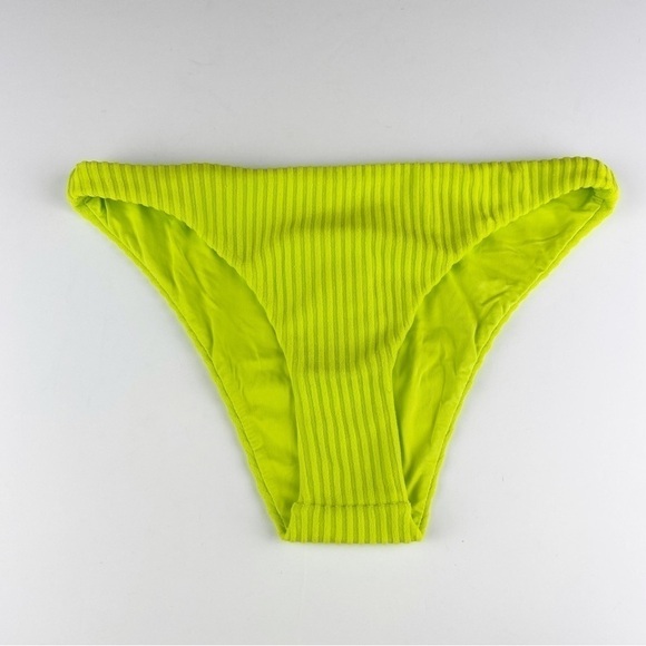 Andie The Cheeky Bikini Bottom Swimsuit Neon Green Ribbed Terry Size S NWT - Picture 1 of 9